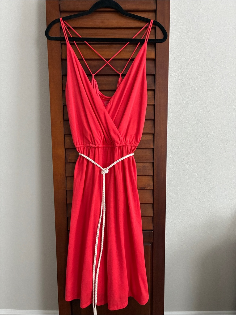 LOFT Coral Strappy V-Neck Midi Dress